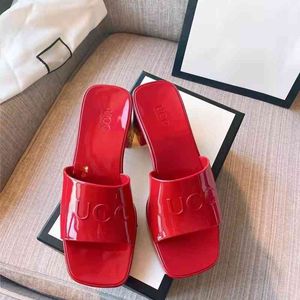 Square Head Jelly Slippers 2022 New Candy Coll Clay Heel Songals for Women Women's Leisure Wear Swice Soled Women Women Outlet_Q16E