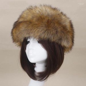 Women Winter Faux Fur Hat Elastic Warm Soft Fluffy Cap Bomber Hats Ski Female Davi22