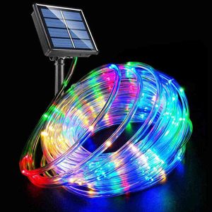 Led Solar Power Rope Tube String Lights Outdoor Waterproof Fairy Lights Garden Garland For Christmas Yard Decoration J220531