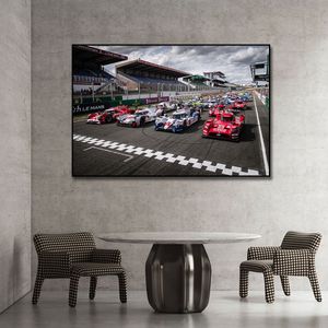 24 horas de impressão de pintura de carros de corrida de corrida de Le Mans Racing na tela Nordic Wall Art Picture for Living Noom Home Decoration sem moldura