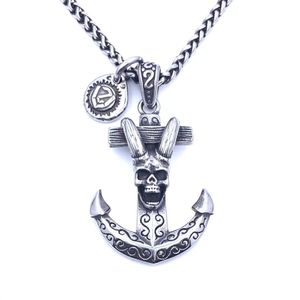 Titanium Steel Fallen Angel Satan Anchor Necklace Men's Retro Pendant Personality Hip Hop Fashion Street Jewelry Accessories