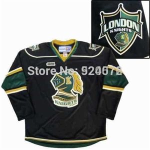 Thr 2016 New, Custom 2013-14 LONDON KNIGHTS OHL AWAY PREMIER HOCKEY JERSEYS NERO Bianco Verde XXS-6XL - Personalizzato gratuito