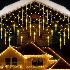 Home Decoration Garland Light 20M LED Curtain Icicle String Lights Outdoor Eaves Christmas Year Halloween Decorative Festoon 220408
