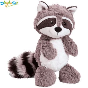 Gri Raccoon Peluş Oyuncak Güzel Rakun Sevimli Yumuşak Dolgulu Hayvanlar Bebek Yastığı Çocuklar Çocuklar Çocuklar Bebek Doğum Günü Hediyesi 25cm LJ201126