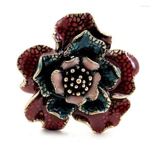 Pins Brooches Gorgeous Trio Tiered Pink Green Red Texture Enamel Flower Brooch Gold Tone Pistil Multi Colored Floral Garden Party Jewe Seau2