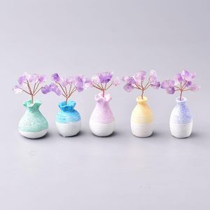 Dekorative Objekte Figuren Natürliche Amethyst Baum Vase Kristall Quarz Mineral Ornamente des Lebens Home Dekoration Glück Weihnachten DIY GeschenkD