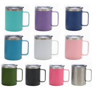 Tazze da caffè in acciaio inossidabile da 12 once con manico Tazza da caffè riutilizzabile con isolamento sottovuoto a 16 colori per adulti