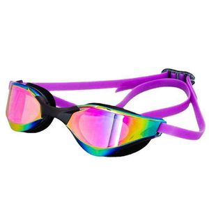 Nova corrida profissional de arbustos à prova d'água Profissional Anti-Fog Glasses Anti-UV Mulheres Mulheres óculos de natação Caps de natação Y220428