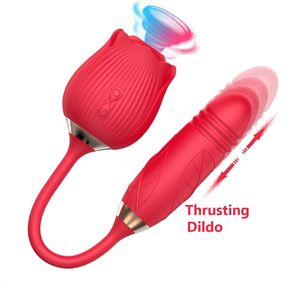 Massaggiatore per adulti 2 in 1 vibratori rosso viola rosa rosa spingendo il vibratore esteso per succhiare il clitoride leccare il vibratore del sesso per adulti per le donne