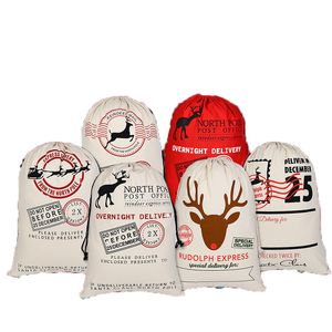 Indoor Christmas Decoration Cartoon Gift Bag Drawstring Storage Bags Exquisite With Reindeer Sleigh Custom Logo WJ0006