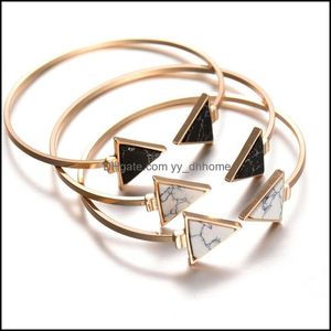 Braccialetti rigidi Braccialetti gioielli per le donne Polsino in marmo triangolare Bracciale turchese geometrico Bracciale in pietra marmorizzata Cuf 91 O2 Drop Delivery