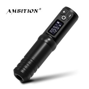 Ambition Flash Wireless Tattoo Pen Machine 1650mAh Lithium Batteri Strömförsörjning LED Digital för kroppskonst 220418