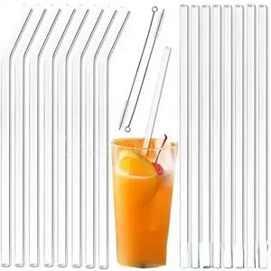 Clear Glass Straw 8mm Reusable Straight Bent Glass Drinking Straws with Brush Eco Friendly Glass for Smoothies Cocktails FY5155 sxa28