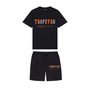 Erkekler Tişörtleri Yaz Erkek Trapstar Tişört Seti Kısa Kollu Kıyafet Şönil Trailsuit Sportswear Hip Hop Siyah Pamuk Asya Boyut S 3XL