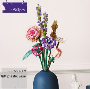 Kits de construção de modelos por atacado 456pcs loz mini blocos loques 3styles flores rosa lavanda brinquedos diy coletados em bottel home exibição engraçada presente criativo