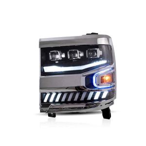 Chevrolet Silverado için Araba Far Montajı 1500 LED Turn Sinyal Gündüz Koşu Işıkları Yüksek Işın Ön Lamba
