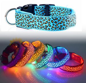 Smart Automation Modules Nylon Luminous Collar With LED Dog Light Night Safety Accessories Adjustable Brightness Leopard DesignSmart