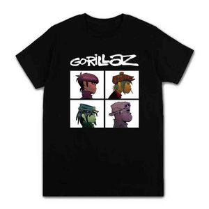 Sommer Musik Band Gorillaz T-shirt Baumwolle Tops Tees Männer Kurzarm Junge Casual Homme T Shirt Mode Hip Hop Streetwear XS-3XL Y220426