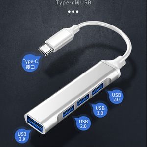 Cep Telefonu Kabloları Tip-C/USB Dört Portlu Hub Splitter Dörtte bir Genişleme Dock Alüminyum Alaşım OTG Tek-Dört Genişleme