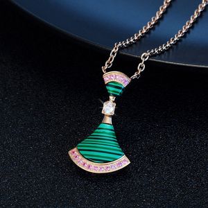 Luxury designer necklace classic fashion cabinet elegant fan big skirt diamonds necklace pendant high-end gift box packaging