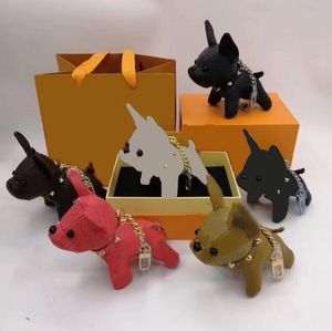 キーチェーンストラップデザイナーキーチェーン漫画動物小犬クリエイティブキーチェーンアクセサリーキーリングPUレザーレターパターンカーキーリングジュエリー