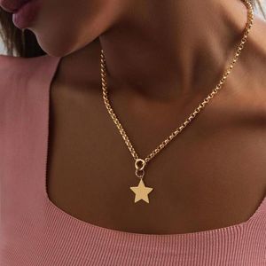 Anhänger Halsketten Geometrische Minimalistische Stern Halskette Für Frauen Mädchen Einfache Link Kette Party Schmuck Bijoux Collares Mujer CollierPendant Sid