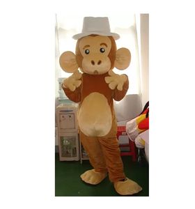 Maskottchen-Kostüme, Affen-Maskottchen-Kostüm, süßer Affe mit Strohhut, lustige Maskottchen, Maskottchen-Kostüme, Cartoon-Figur, Maskottchen-Outfits für Erwachsene