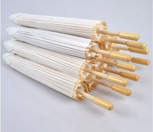 Ombrello da matrimonio fatto a mano Diametro 60 cm Tinta unita Colore bianco Parasole cinese piccolo in carta con manico in bambù SN4327