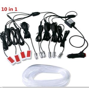 10 in 1 RGB-LED-Lichtstreifen, 8 m, Auto-Innendekoration, 3.0 Glasfaser, App-gesteuerte Beleuchtung, dekorative Stimmungslampen, 12 V