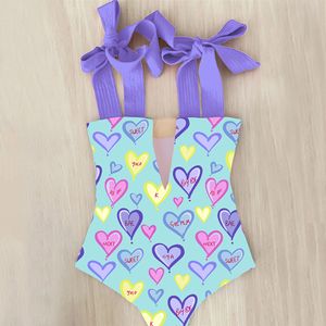 Sexy One Piece Swimsuit Shoulder Strappy Swimsuit Heart print Swimwear Women Backless Bathing Suit Beach Wear Monokini