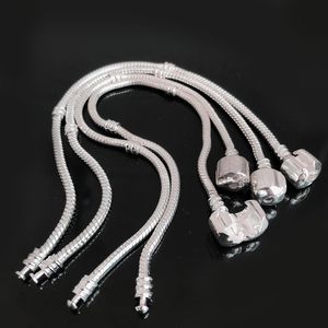 Wholesale silver chains bracelets for sale - Group buy S925 Sterling Silver Plated Basic Clasp Snake Chain Bracelet Fit DIY Charm Beads Jewelry Making European Bracelets Bangle Accessories MM Promotion Gift