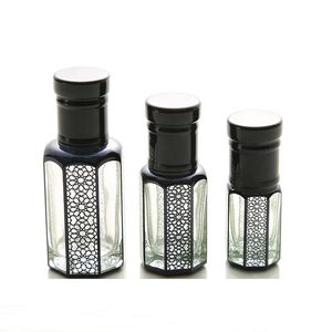 Flacone contagocce in vetro nero vuoto di lusso mini fiale di olio essenziale imballaggio cosmetico essenza emulsione profumo bottiglia riutilizzabile 3 ml 6 ml 12 ml