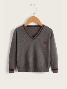 유아 소년 사슴 자수 sweater sheater