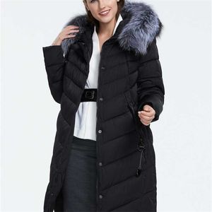 Ziai Womens Winter Down Jacket Plusサイズコート長い毛皮の襟女性Parkasファッションファクトリー品質在庫FR-2160 211120