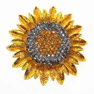 50PCS/Lot Korean Jewelry High-grade Gold Tone Summer Sunflower Brooches Rhinestone Crystal Fllower Shape Pin Brooch