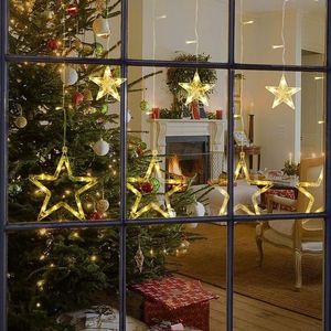 2.5m LED Fairy Star Curtain String Lights Wedding Födelsedagsfest Garland Lamp Xmas Year Christmas Tree Decorations For Home 201203