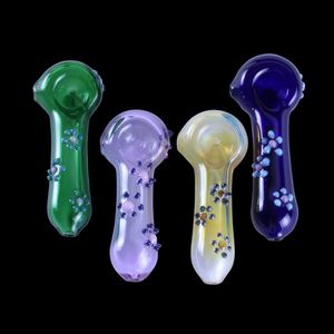 Latest Luxury Colorful Glass Flower Decorate Pipes Dry Herb Tobacco Handpipe Portable Oil Rigs Innovative Design Bong Smoking Filter Tube Holder DHL Free