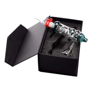 Chinafairprice NC043 Confezione regalo Tubo di vetro Bubbler Bong Pro Set 14mm Titanio Nail Oil Rig Bowl Adattatore Punta Piatto di cera OD 32mm Tubo Tubi per fumatori Flusso d'aria liscio