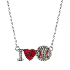 Diamond Sports Ball Pendant Necklace Basketball Baseball Soccer Heart Necklace Fashion Jewelry Accessories