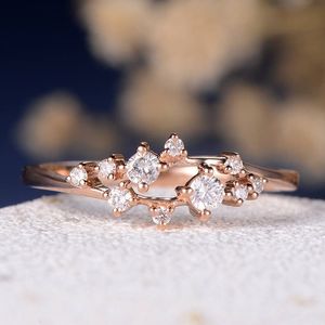 Eheringe | Vintage-Diamant-Verlobungsring aus Roségold, einzigartiger Blatt-Verlobungsring, runder Schliff, Art-Deco-Brautring, Jubiläum