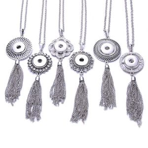 Pendant Necklaces Boom Life 18mm Snap Button Jewelry Long Tassel Necklace With Chain Fit For WomenPendant