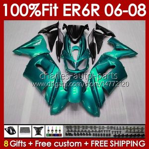 OEM Bodys Kit For KAWASAKI NINJA 650R ER6 650 R ER 6 F 06-08 Bodywork 139No.68 cyan pearl blk 650-R ER 6F 650R-ER6F ER-6F 2006 2007 2008 ER6F 06 07 08 Injection mold Fairings