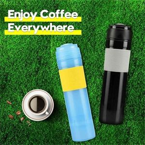 350ML Coffee Tea Water Bottles Camping Equipment Portable French Press Coffee Filter Pot Dripper Thermos Coffee Lover 210408