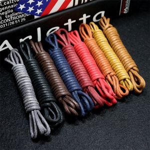 1Pair Cotton Waxed Shoelaces Round Oxford Shoe laces Boots Laces Waterproof Leather Shoelace Length 6080100120140180cm 220713