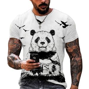Summer Panda 3D Print Mens Tshirts Streetwear Loose Oneck Kort ärm toppar TEES MEN KLÄDER SUPPIZE T SHIRT FÖR MEN 6XL 220607