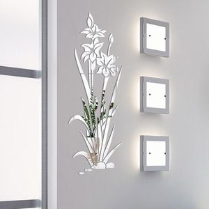 Adesivos de parede acrílico 3d flor pendurada orquídea diy quarto varanda sala de estar decoração de decoração adesiva de adesivo