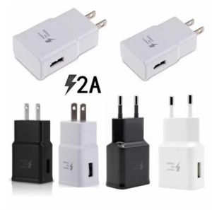 Caricatore rapido da muro USB a ricarica rapida adattiva Adattatore completo 5V 2A Spina USA UE per Samsung Galaxy S20 S10 S9 S8 S6 Nota 10