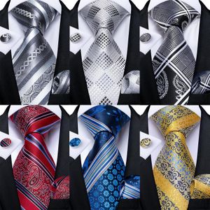 Fashion Gray Striped Plaid Mens Ties 8cm Width Blue Red Business Wedding Neck Tie Pocket Square Party Cravat