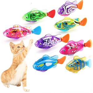 لعبة Robot Fish Cat Toy Toy Interactive Fish Dog Toys للقطط الداخلية تلعب الأسماك مع ضوء LED لتحفيز غرائز الصياد