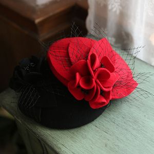 Fascinator aus reinem Wollfilz für Hochzeiten, Kopfbedeckungen, Cocktailpartys, Haarschmuck, solide Baskenmütze, Hostessenkappe, Haarschmuck für besondere Anlässe